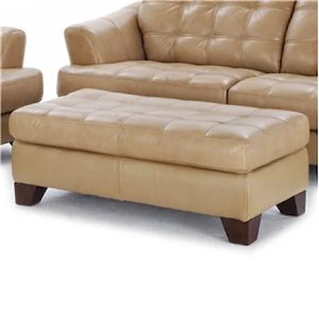 Tufted Seat Ottoman with Exposed Wood Legs